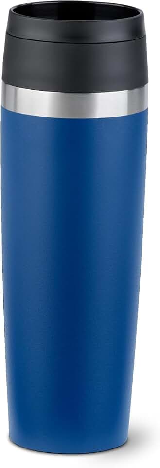 EMSA Travel Mug Coated, Trinkbecher, Comfort Screw Lid, Quick Press, Pulverbeschichtung, 100% Auslaufsicher, Hält Getränke Kalt 12 Std und Heiß 6 Std, 360° Trinken, N2023650