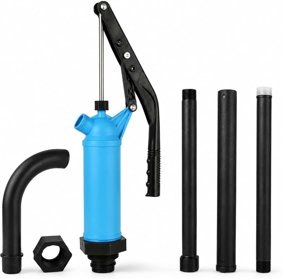 55 Gallon Drum Pump Plastic Hand Lever-Action Barrel Pump Fits 5-55 Gallon Drums - Transfers Motor Oil, Diesel, Lubricants, Kerosene, Gear Oil, Fuel, Water, Alcohol