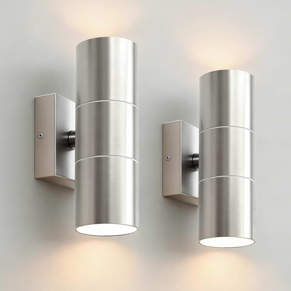 JNR Aussenlampe Wand IP54 Wasserdichte Wandleuchte Aussen, Silber 2 Pack