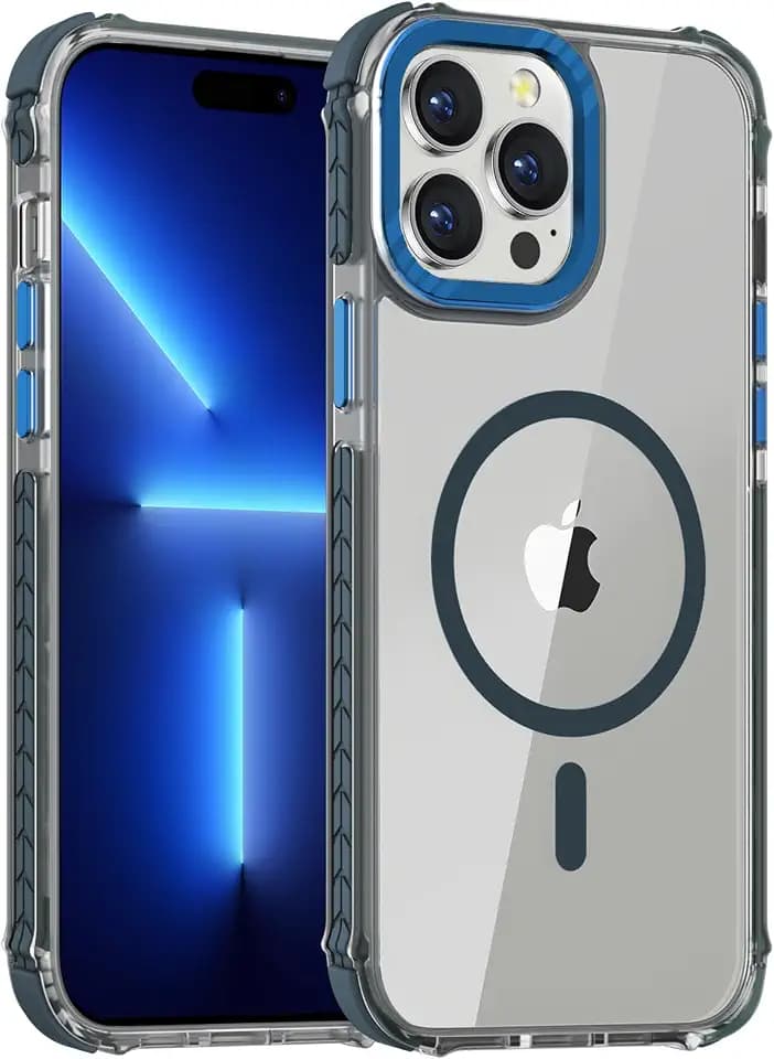 DEERLAMN Strong Magnetic Case for iPhone 14 Pro 6.1-Inch, Clear Blue