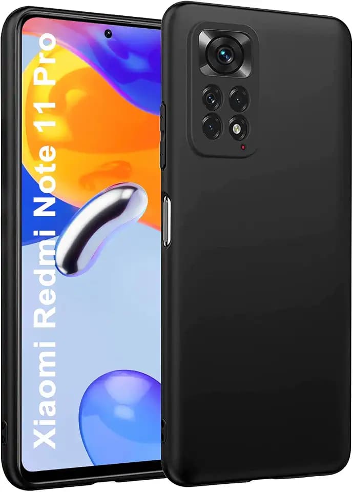 Wlife Handyhülle für Xiaomi Redmi Note 11 Pro 4G/5G Hülle, Silikon TPU Schutzhülle, stoßfeste Kratzfest Anti-Fingerabdruck Hülle, rutschfest Fallschutz dünne Case, Weiche Rundumschutz Cover - Schwarz