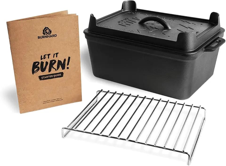 BURNHARD® Gusseisen Kastenform mit Pfannendeckel 6,5 L rechteckig
