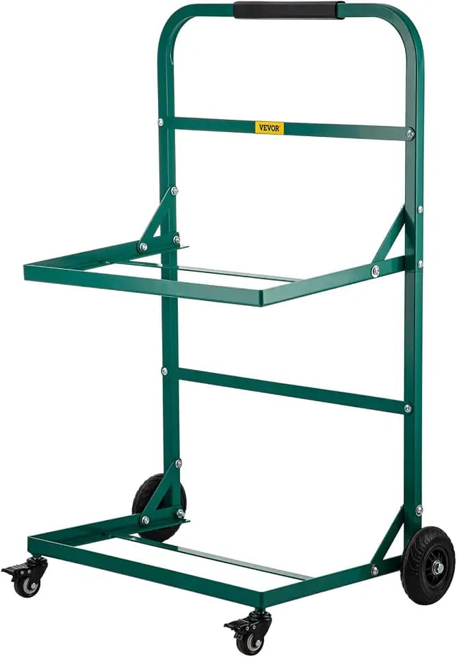 VEVOR Recyclingwagen aus Metall 100 kg Tragfähigkeit Zimmerservicewagen, Grüne Abfallbehälterwagen, Reinigungswagen 4 Rollen rechteckige Werkstattrollwagen, 58 cm x 40 cm x 110 cm für Mülleimer usw.
