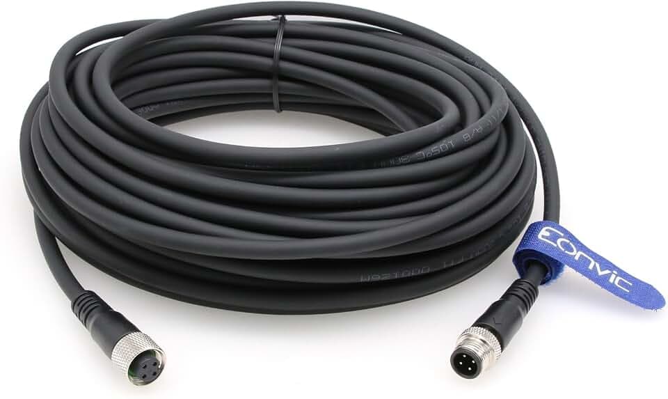 Industrial M12 4 Pin Male to Female Sensor Cable M12 A Code Straight Aviation Connector Molding Electrical Cable Profibus Cable, 15M