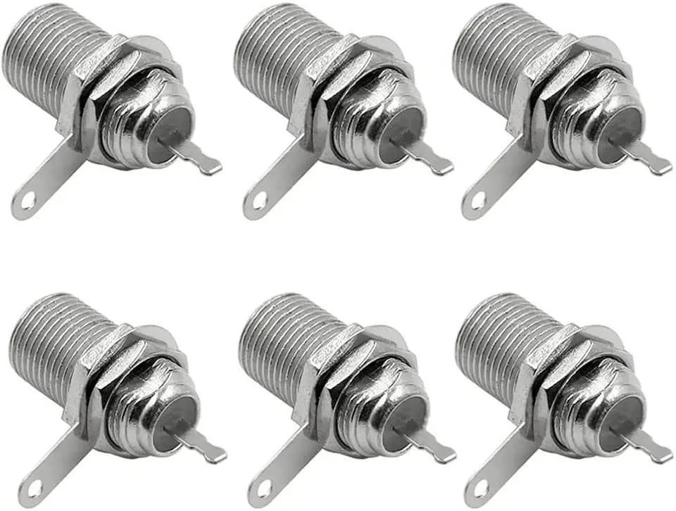 F Type Panel Mounted Socket Female Jack Solder Connector Adapter - (6 Pcs)