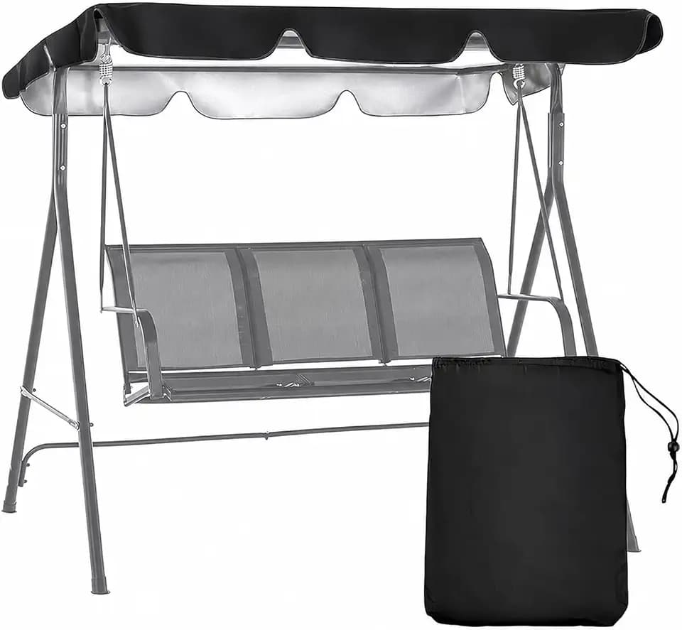 Patio Swing Canopy Replacement Top, 65x45/75x45/78x47/85x45 Outdoor 2/3 Seater Porch Swing Canopy Cover, Reinforced Edges Rip Proof UV Block Sun Shade 420D Waterproof for Garden Yard Park Seat (85x45)