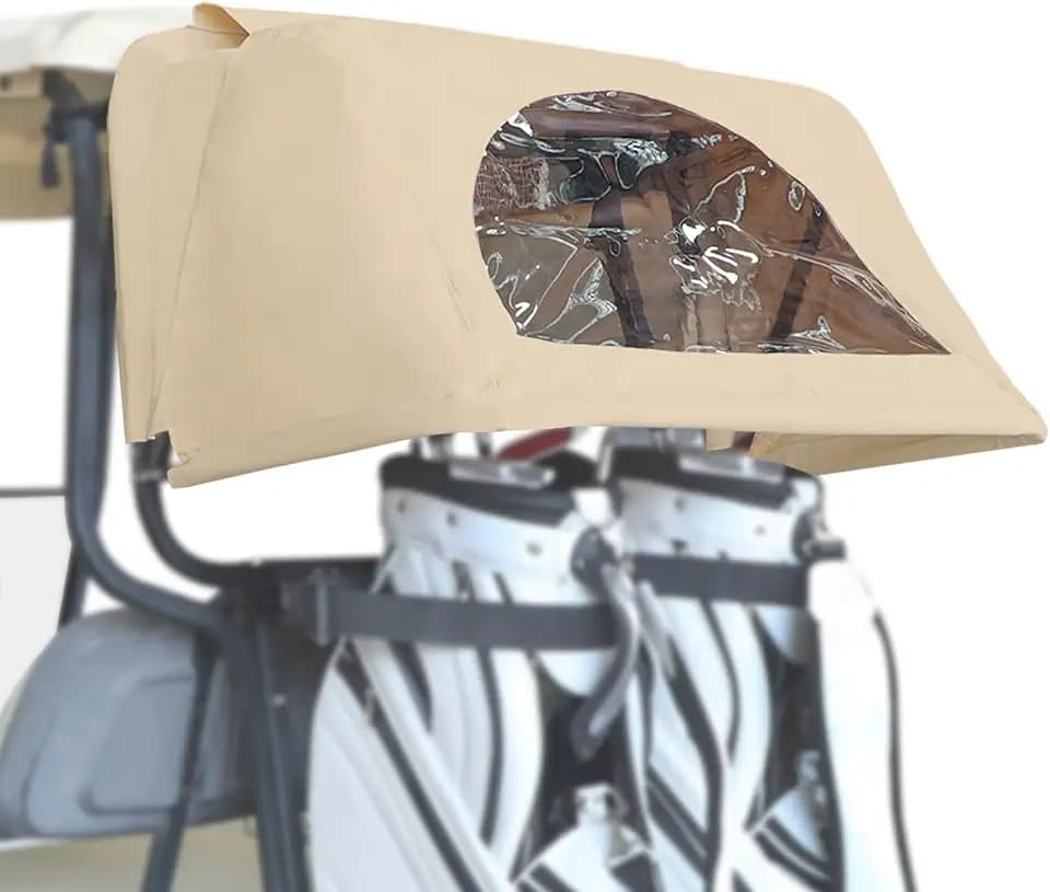 CLUBRALLY Golf Cart Universal Rear Bag Rain Cover Kit, Fits for Club Car, EZGO, Yamaha (Beige/Black)