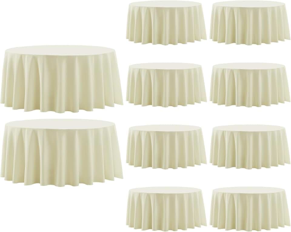 10 Pack Ivory Round Tablecloths 120 Inch for Dining Tables