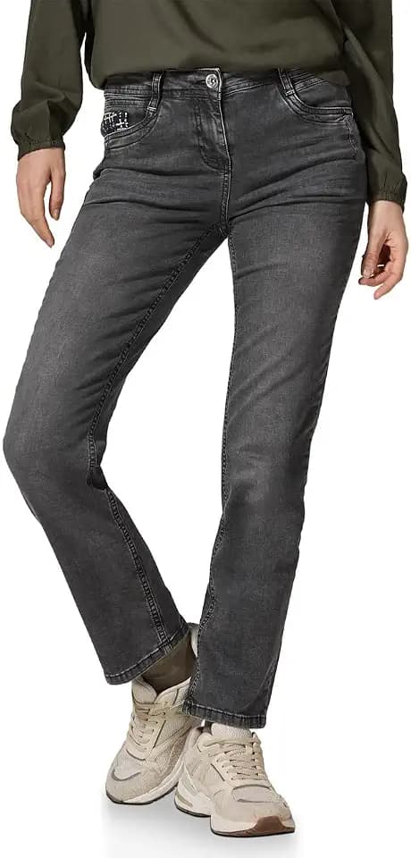 Cecil Damen Jeans mit Bouclé-Detail