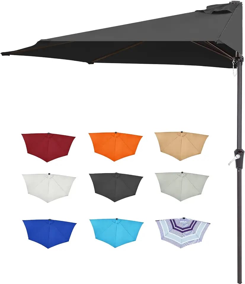 ABCCANOPY Patio Umbrella 9FT Outdoor Half Umbrella(Dark Gray)