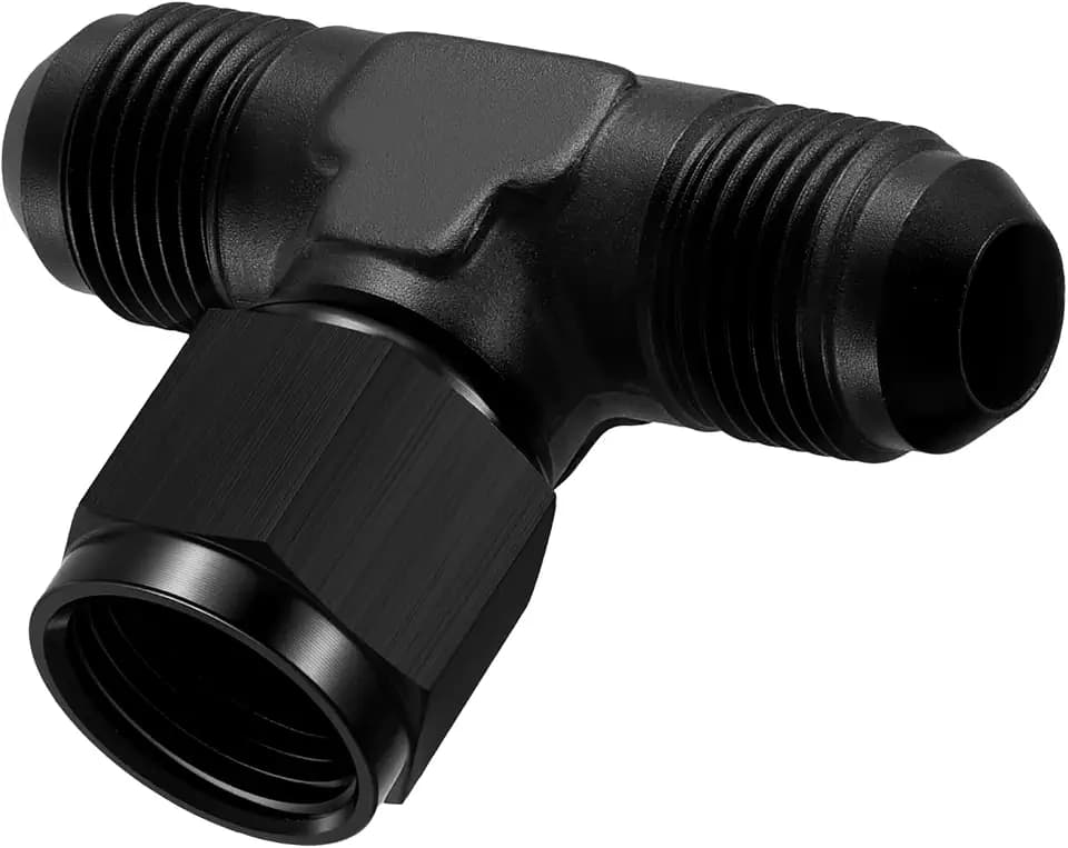 EVIL ENERGY 8AN Male Tee Fitting Adaptor with AN8 Female Swivel on Side Black