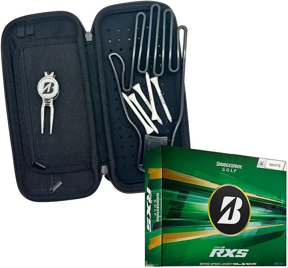 Bridgestone Golf Tour B RXS Golf Balls with Golf Glove Holder - Includes Removable Ball Marker Divot Tool, Glove Shaper and Tees