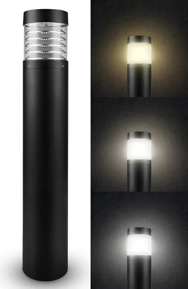 Bollard Light 39", 120-277V, 20W, 3CCT 3000-5000 Kelvin, Louvered Flat