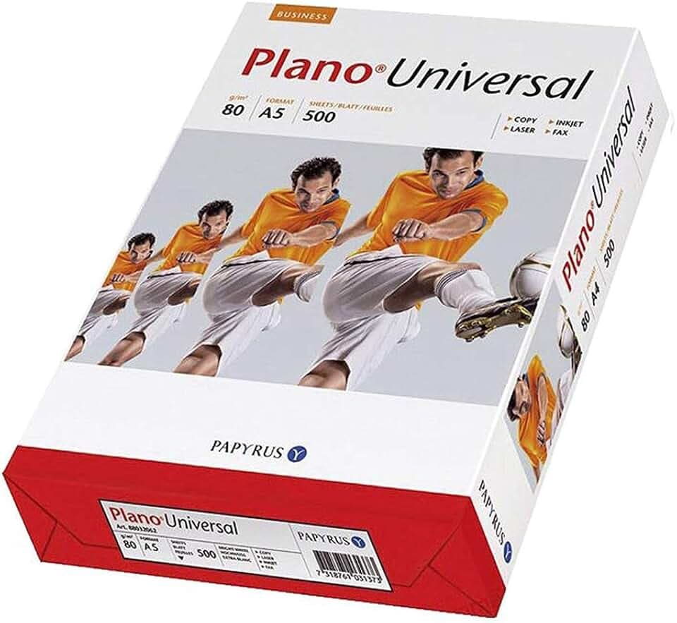 Papyrus 88110037 Drucker-/Kopierpapier PlanoUniversal, DIN A5, 80g/qm², 500 Blatt, weiß