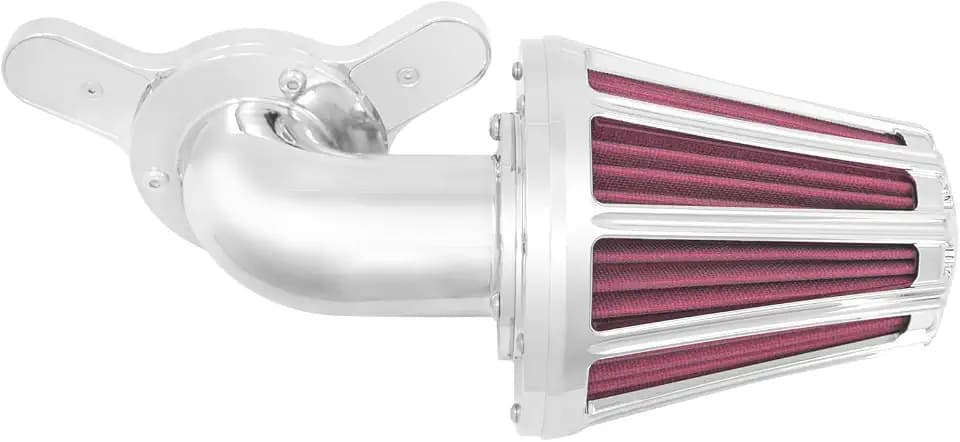 Air Cleaner Filter 90° Forward-Facing Intake Kit CNC Fit for Harley Touring Softail Dyna Sportster XL (Chrome Housing Red Element, C For Touring 08-16,Softail 16-17,Trike 08-16)