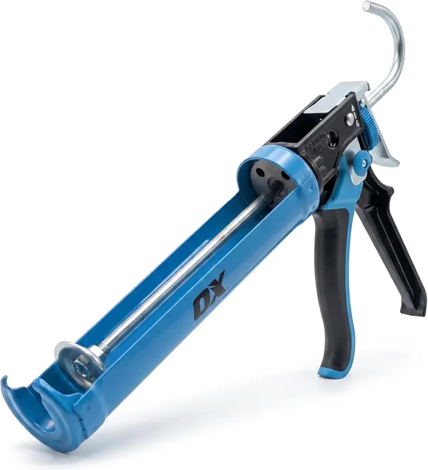 OX Caulk Gun No Drip 10 oz - Dual Thrust 25:1 & 12:1 Thrust - Heavy Duty