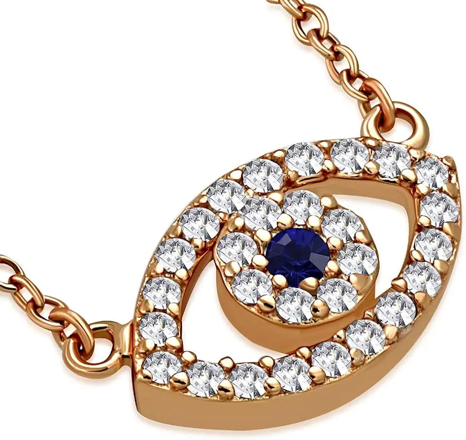 My Daily Styles 925 Sterling Silver Evil Eye White Blue CZ Pendant Necklace