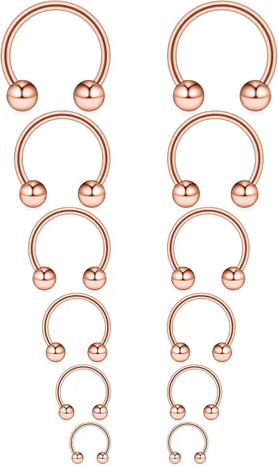 Ruifan 16G Surgical Steel CBR Nose Septum Horseshoe Earring Eyebrow Tongue Lip Nipple Helix Tragus Piercing Ring 6-16mm