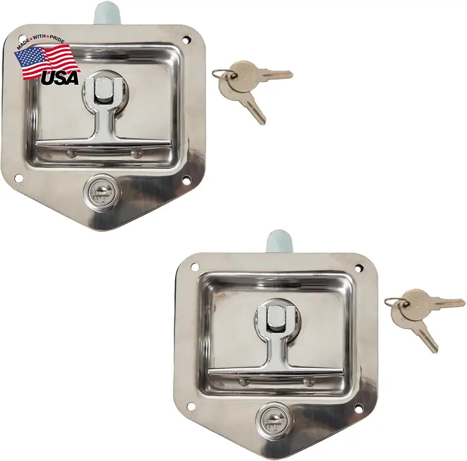 Buyers Products L8815 Locking T-Handle Latch, 2 Pack, Stainless Steel