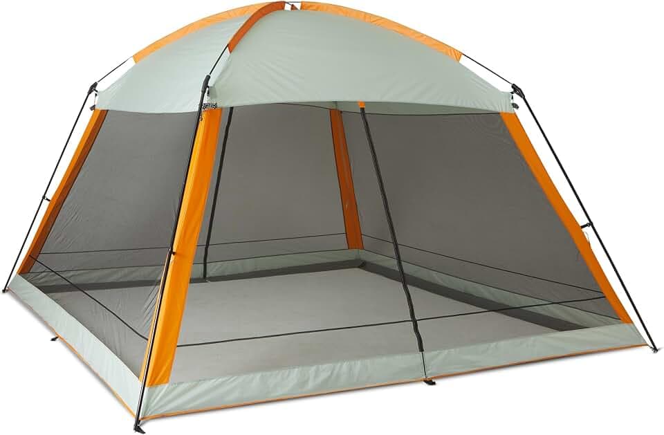 Amazon Basics Pavillonzelt mit Moskitonetz, 3,7m x 3,7m mit Reißverschluss-Einfassung, UPF50+ Sonnenschutz, Insektenfreier Outdoor-Unterstand für Camping, Partys und Veranstaltungen, Ohne Boden