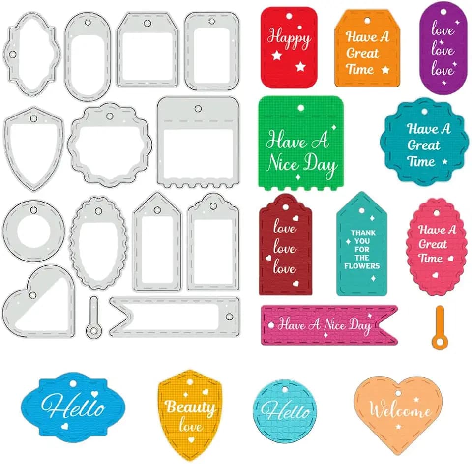 BENECREAT Metall Etiketten-Stanzformen, Spitzen-Tag-Stanzformen Lesezeichen Metallstanzungen Schichtung Hängeetiketten Prägeschablonen Vorlage Für Scrapbooking, Album Dekor, 0.8mm Dick