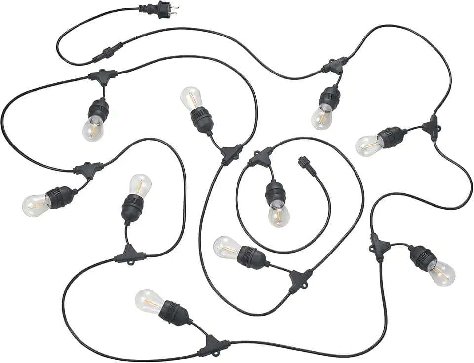 Reality Leuchten LED Außen Lichterkette Chain R74771132, Kunststoff Schwarz, inkl. 10x 1 Watt LED E27, Länge 6.5 Meter