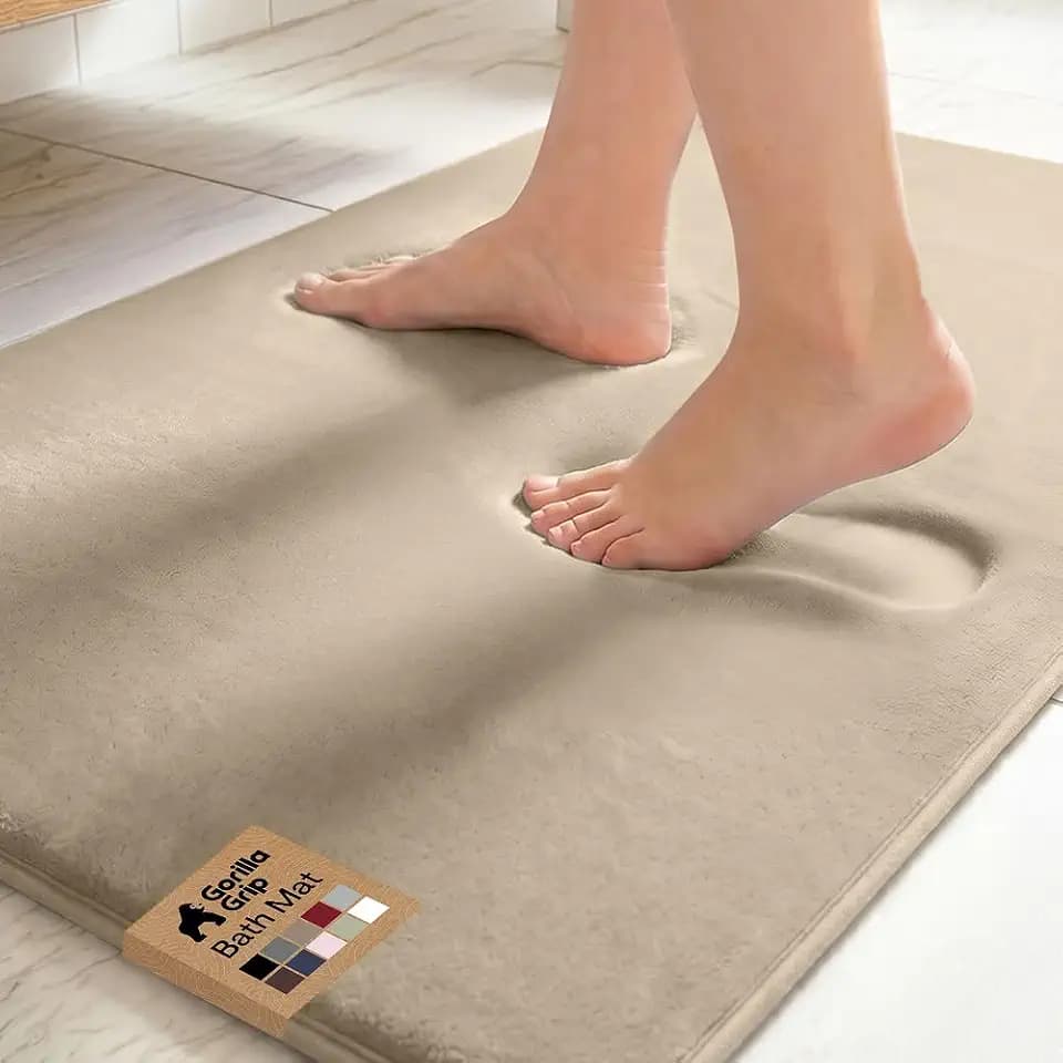 GORILLA GRIP® Memory Foam Bath Rug for Bathroom, 36x24 Taupe