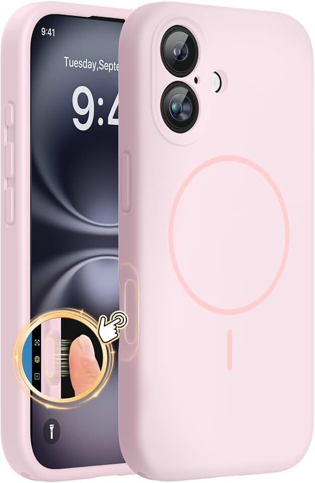 Miracase Silicone & Magnetic for iPhone 16 Case, Sand Pink