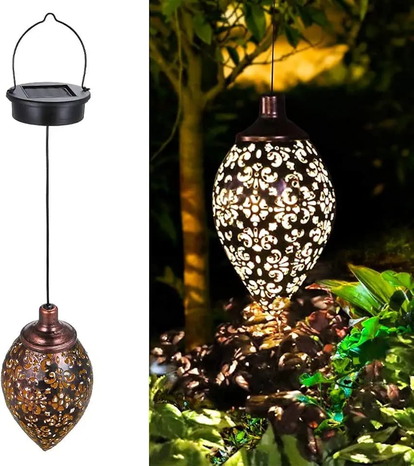 Solar-Laterne, hängende Gartenleuchten für den Außenbereich, Metalllampe für Terrasse, Terrasse, Dekoration, Metall, Hof, Kunst, Gartenzubehör, Outdoor-Dekorationen für Veranda, Hof, Rasen, Terrasse,