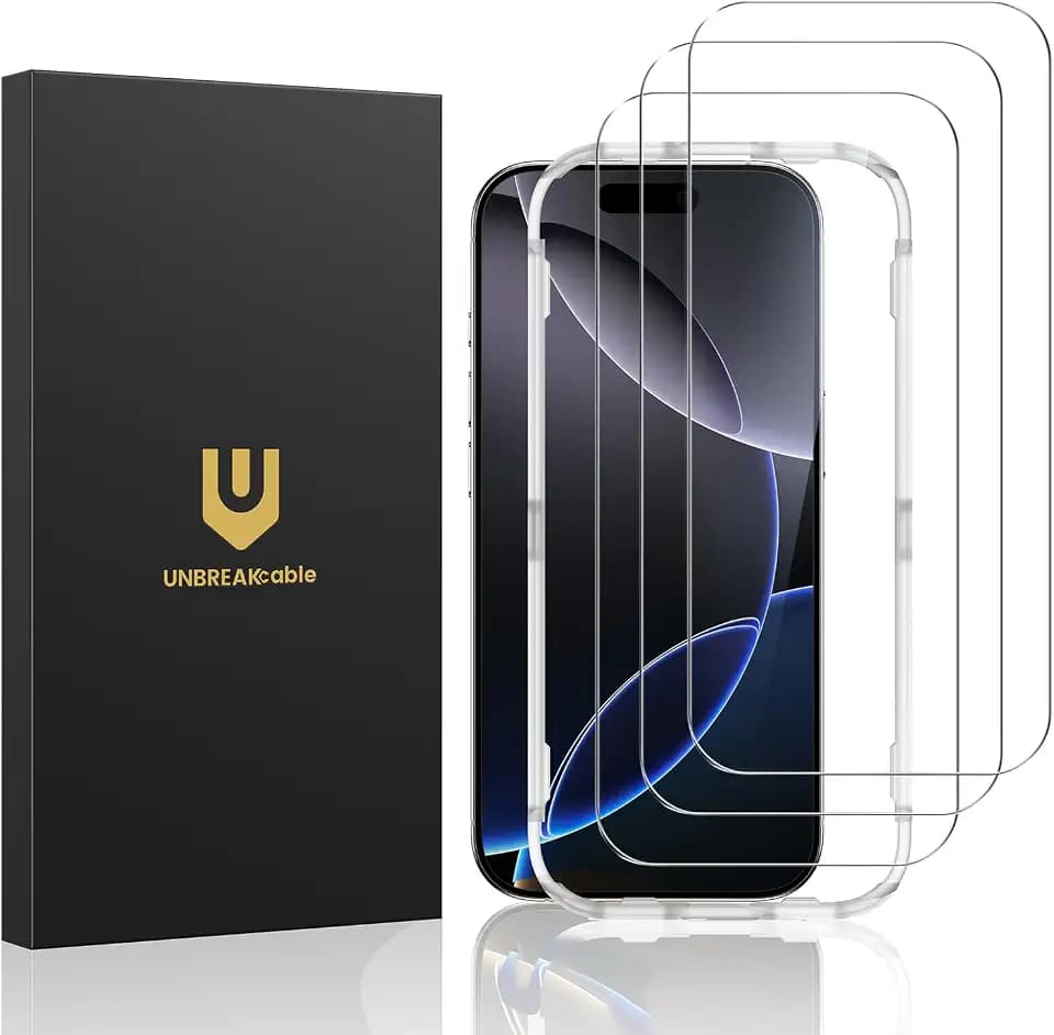 UNBREAKcable 3-Pack Screen Protector for iPhone 16 Pro Max Tempered Glass
