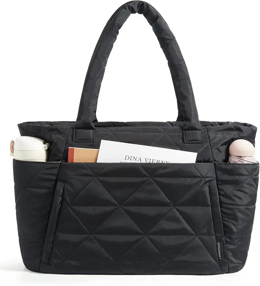 BAGSMART Tote Bag for Women, Puffer Tote Bag for Work Large Shoulder Bag