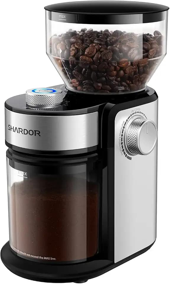 SHARDOR Electric Burr Coffee Grinder 2.0, Automatic Coffee Bean Grinder for Home Use, Adjustable Burr Mill with 16 Precise Settings for Espresso & French Press, Silver