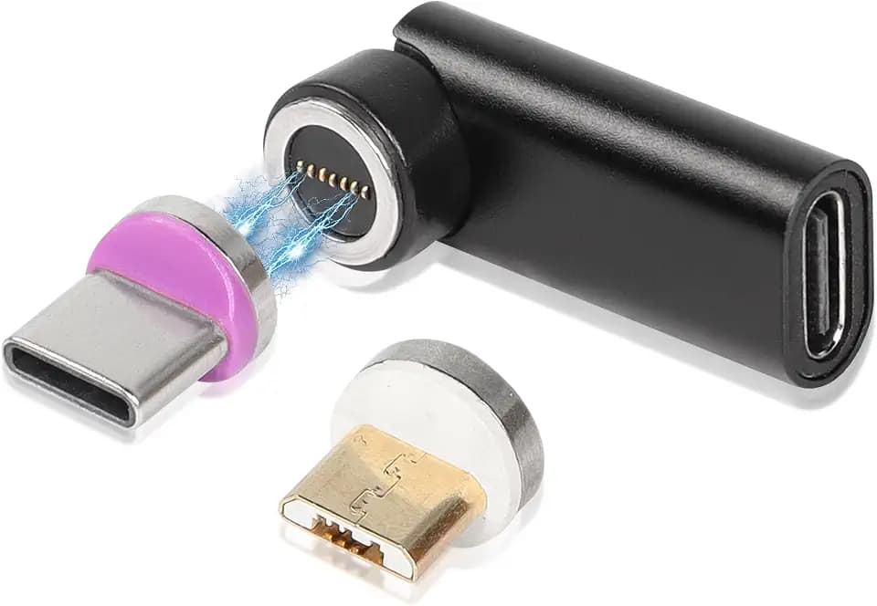 SinLoon USB-C-Mikro-Magnetadapter, 540 Grad, 7-polig, Typ C + Micro-USB-Anschluss, magnetisches Handy-Ladegerät für Laptop Typ C Micro