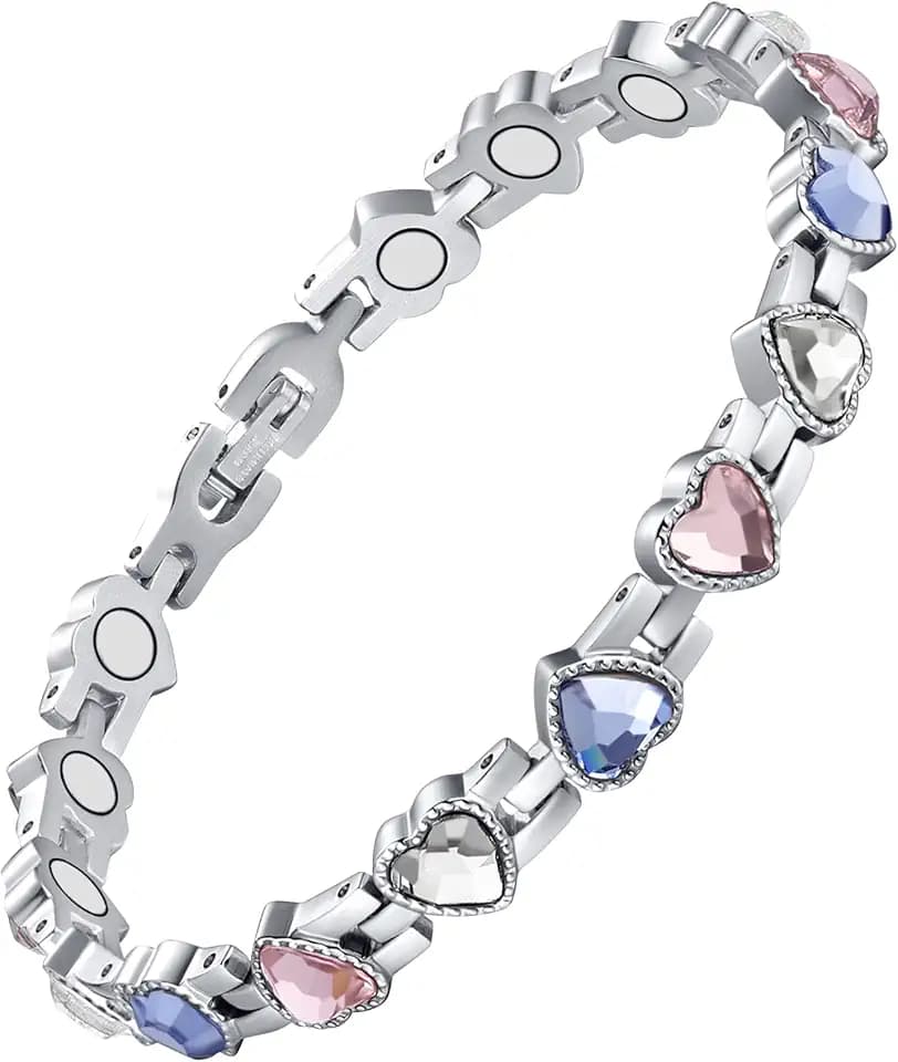 Feraco Magnetic Bracelets for Women, Titanium Steel Magnetic Bracelet with Neodymium Magnets & Sparkling Crystals, Jewelry Gifts