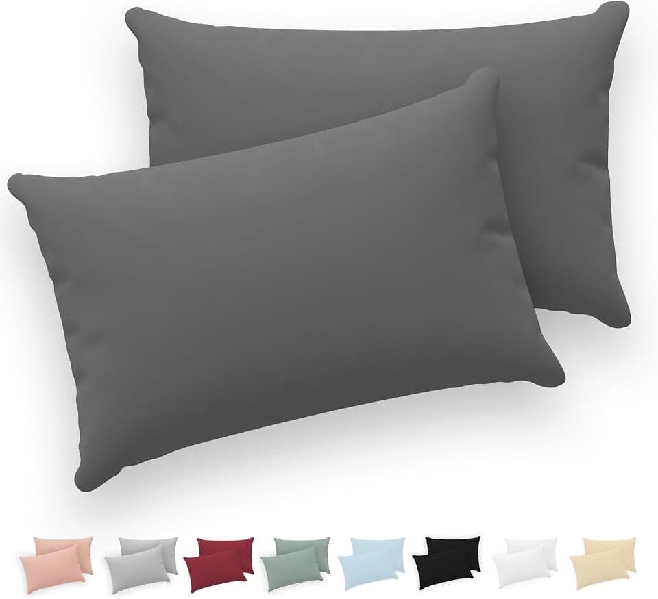 Twinzen - Kissenbezug 40x60cm - 2er Set - 100% Baumwolle - Anthrazit