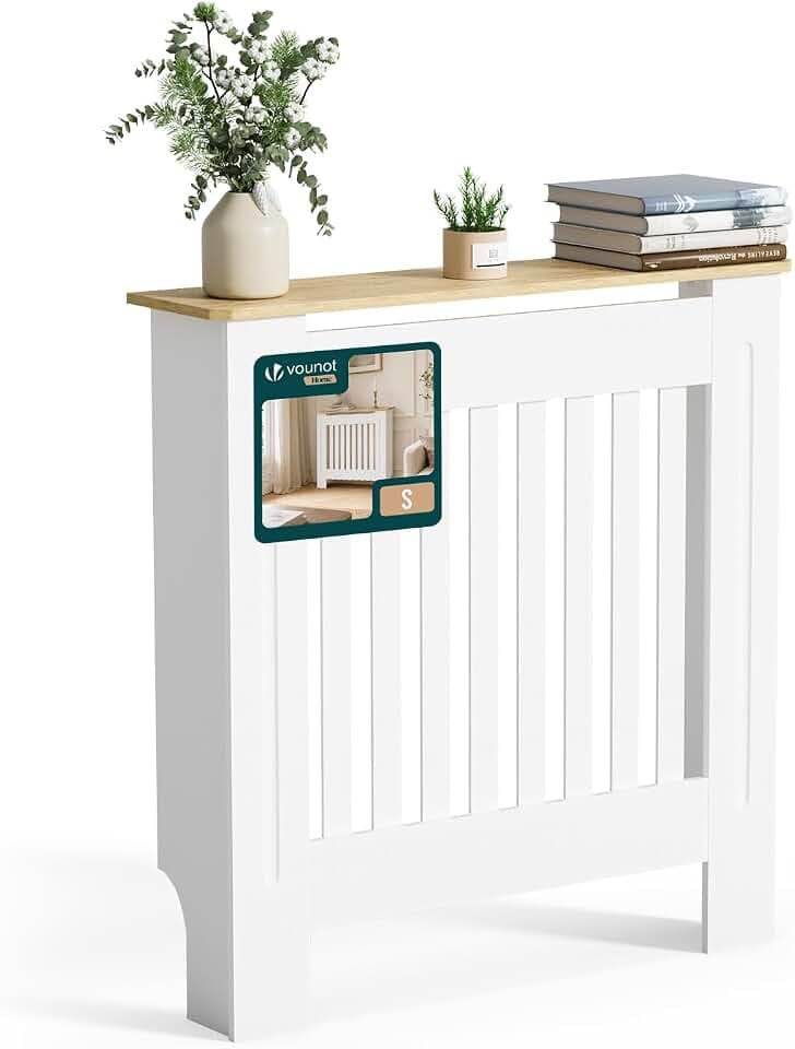 VOUNOT® Heizkörperverkleidung 78x19x82 cm Heizkörperabdeckung Weißeiche