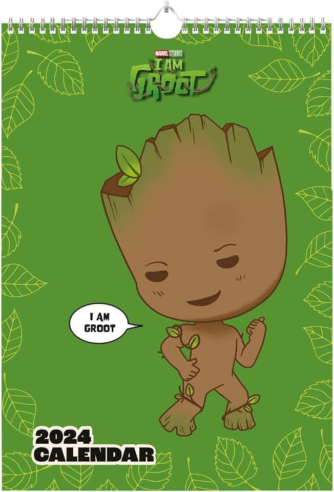 Grupo Erik Marvel Groot Kalender 2024 Wandkalender 2024 - A3 Kalender 2024 Familienplaner 29,7 x 42 cm 12 Monate - Groot Marvel Fanartikel Offizielle Lizenzprodukte