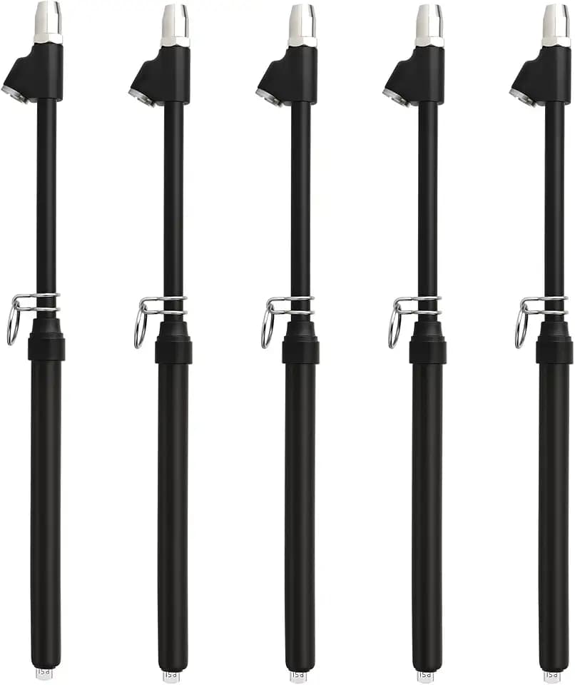 MEANLIN MEASURE Black Double Straight Type Tire Pressure Gauge，Dual Head Air Pressure Gauge 5Pcs，Pressure Range 10-150 Psi(Suitable for Trucks, etc.