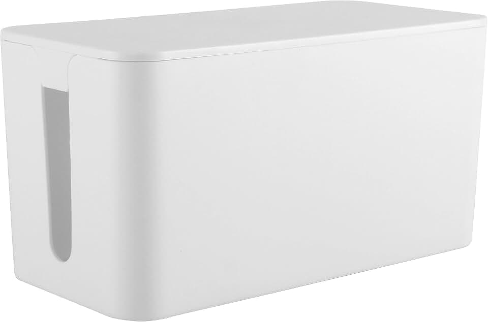RICOO Kabelbox Kabelmanagement Box Z2301-W Kabel Organizer Box 23,5 x 11,5 x 12 cm Aufbewahrungsbox zum Verstecken von Steckdosenleisten Adaptern und Kabeln Kabelsammler Weiß
