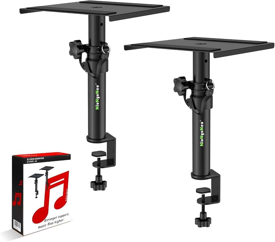 Pair of Desktop Speaker Stands 9"-14" Clamp Studio Monitor Stands