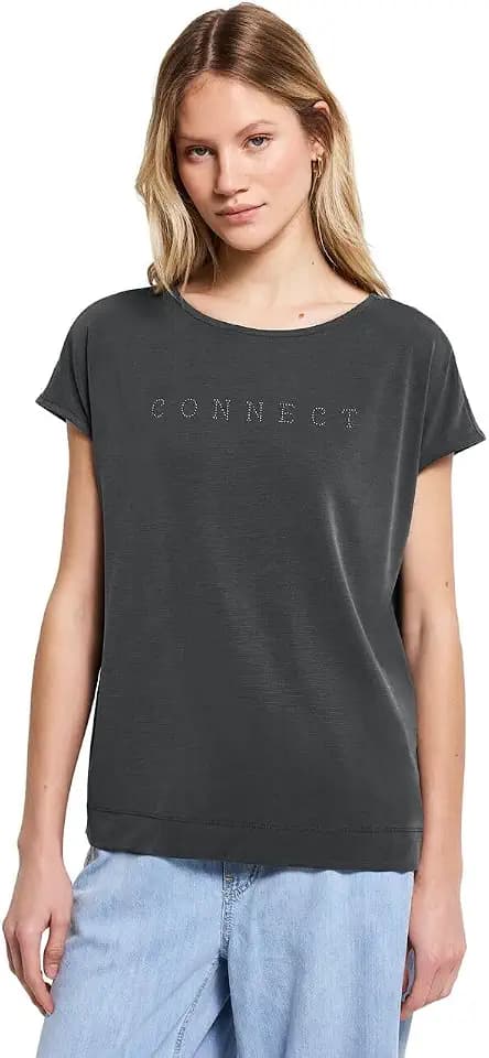 Damen Silk-Look Shirt mit Wording
