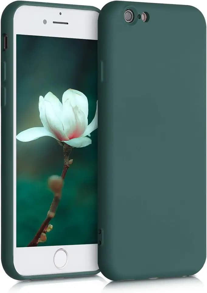 kwmobile Hülle kompatibel mit Apple iPhone 6 / 6S Hülle - gummierte TPU Silikon Handyhülle - Schutzhülle für kabelloses Laden - Case in Moosgrün