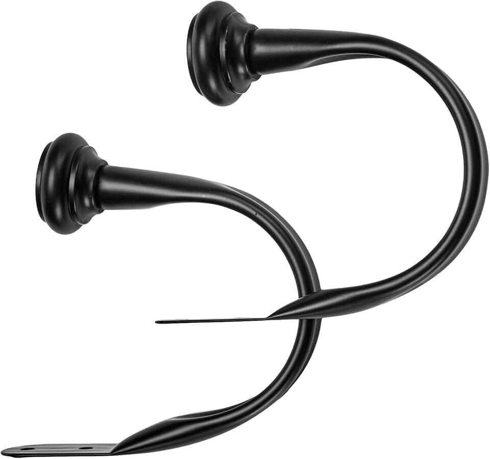 AmazonBasics Dekorativer Raffhalter für Gardinen, 2er-Pack, Schwarz