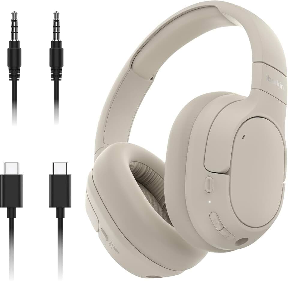 Belkin Isolate Over-Ear ANC Headphones, CloudCushion, 60H