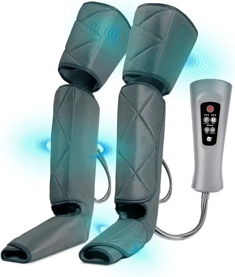 NK Beinmassagegerät mit Luftkompression und Wärmefunktion, 6 Massageprogramme, 4 Intensitätsstufen, 15-Minuten-Timer, Steuergerät mit Tasten, zur Muskelentspannung und für müde Beine