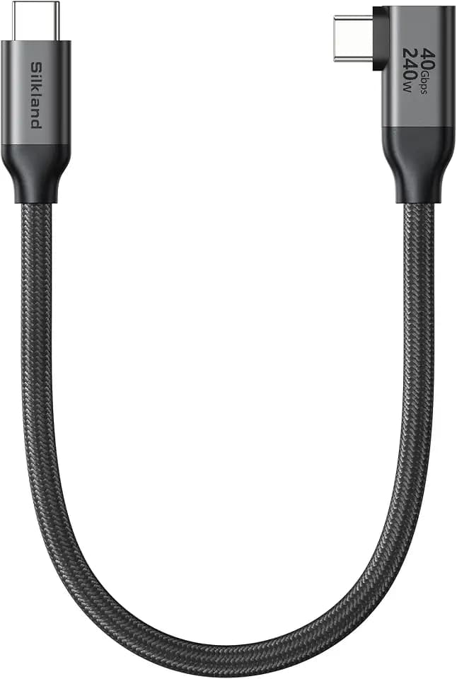 Silkland Right Angle USB 4 Cable Data 40Gbps for Thunderbolt 4 240W 1FT