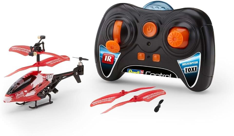 Revell 23841 Mini RC Helikopter mit Fernbedienung TOXI, 3-Kanal IR-Fernsteuerung, Indoor-Flugmodell, Akku, Gyro, einfach zu fliegen Hubschrauber ferngesteuert für Kinder und Einsteiger, Rot