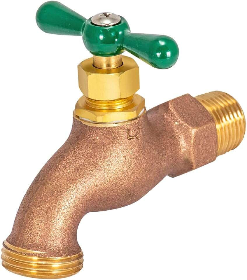 Eastman Heavy Pattern Hose Bibb, 1/2 in MIP x 1/2 in MHT, Outdoor Brass Faucet for Irrigation, 48628