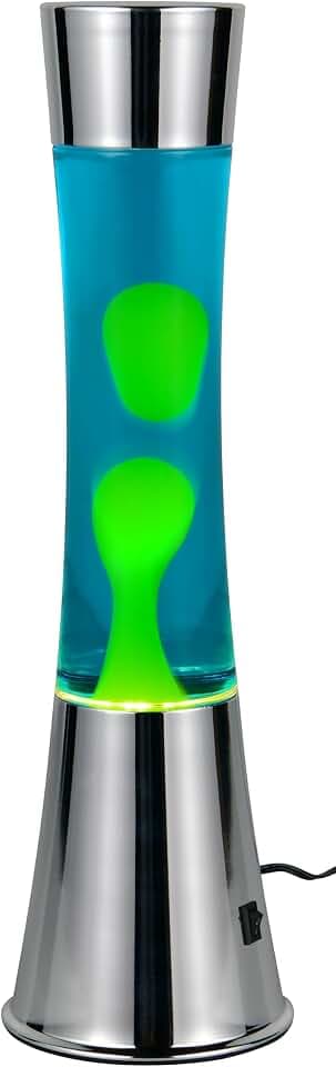 Reality Leuchten Lavalampe Etna R50559116, Metall Chrom, Glas klar, Wachs gelb, inkl. 21 Watt LED