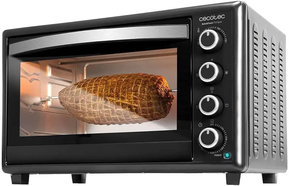 Cecotec Tischofen Bake&Toast 4600 Black Gyro, 46 L, 2000 W, 12 kombinierbare Heizfunktionen, inklusive Drehspieß, Krümelschublade.